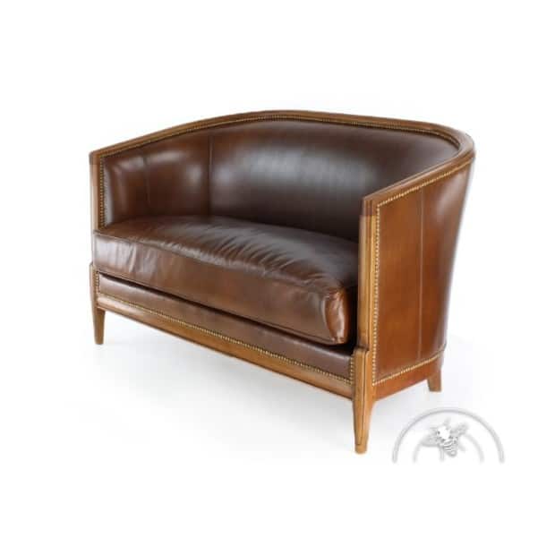 Canapé ancien style club en cuir marron