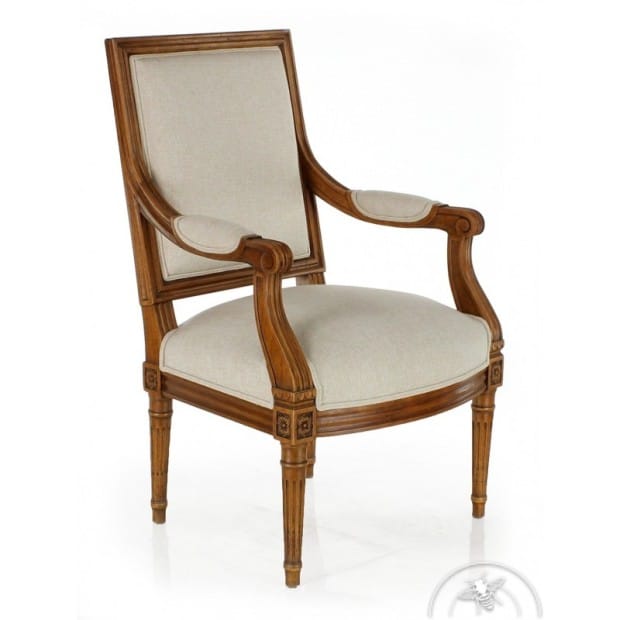 Fauteuil beige style Louis XVI