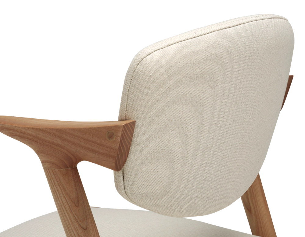 Silla escandinava madera tinte natural asiento tejido blanco roto