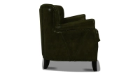 Canapé club cuir 2 places vert olive accoudoirs cloutés