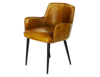 Silla vintage con reposabrazos de piel coñac