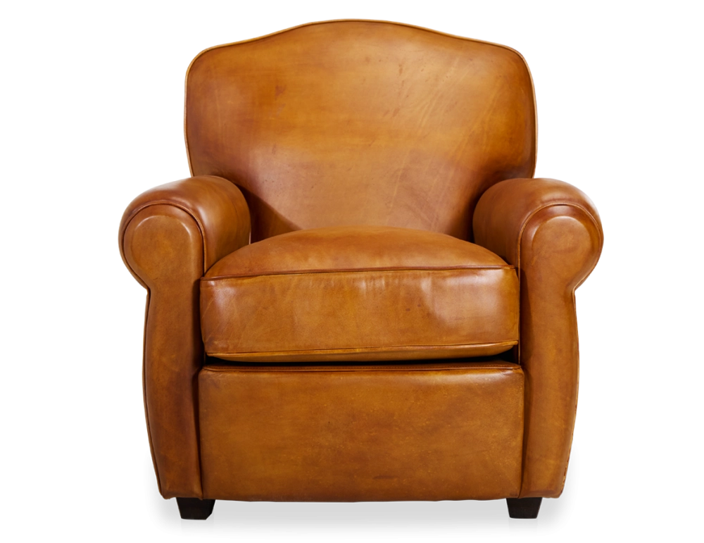 Fauteuil club cuir cognac
