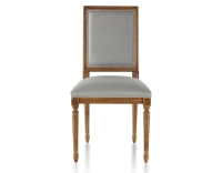 Chaise ancienne style Louis XVI bois teinte ancienne et tissu gris clair
