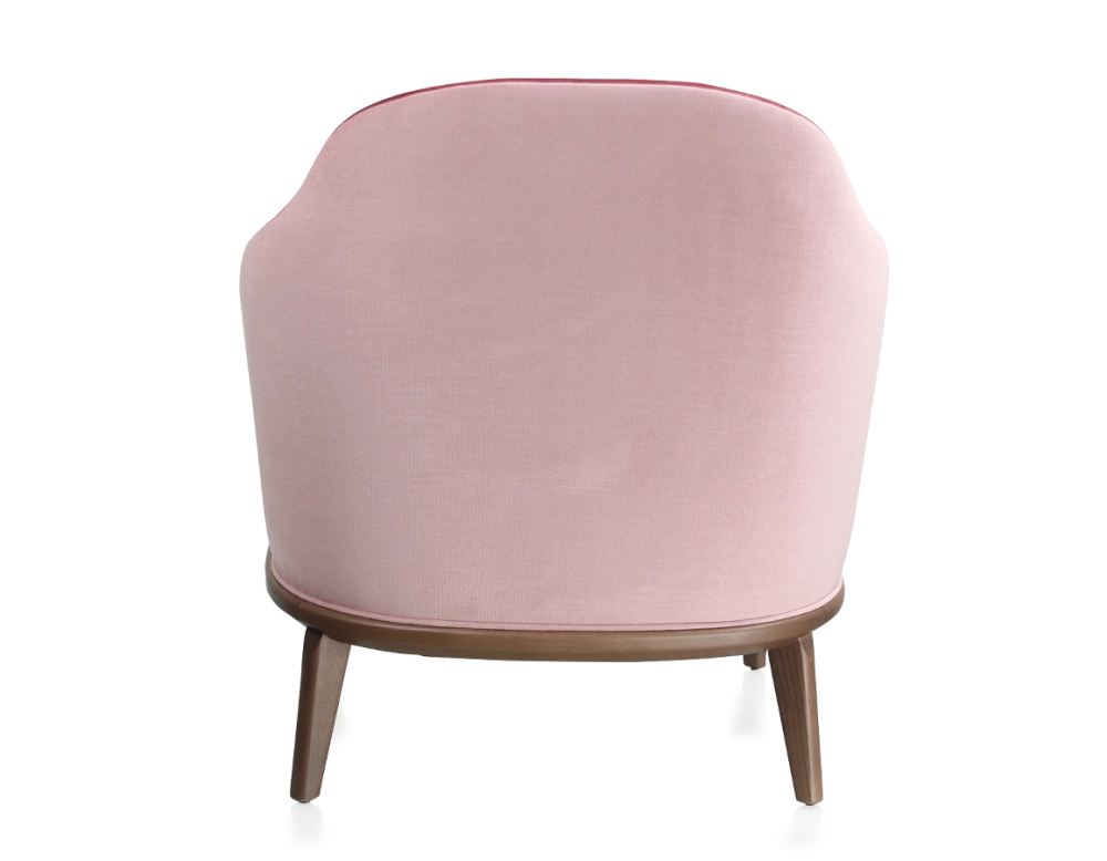 Sillón de diseño tejido burdeos y rosa empolvado