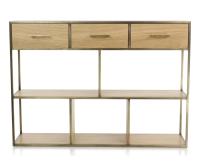 Console design natural stained ash and brass patina metal