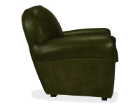Sillón club de piel verde oliva reposabrazos ribete