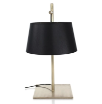 Lampe a poser équerre dorée abat jour noir intérieur doré