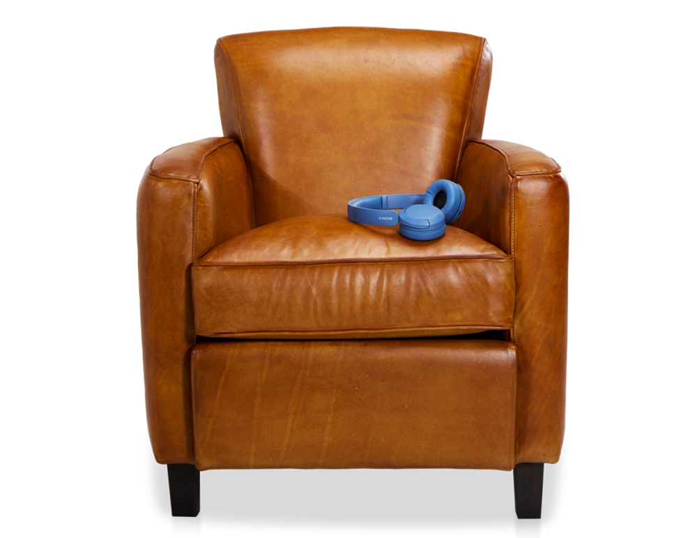 Leather club armchair cognac