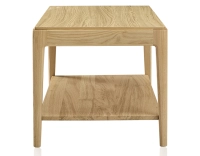 Table basse rectangulaire en chêne avec tablette teinte naturelle 100x50 cm