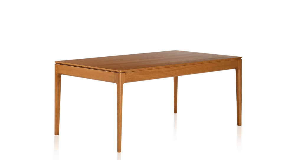 Table extensible en chêne 6 à 10 personnes avec plateau et allonges bois teinte merisier 140x90 cm