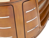 Fauteuil club bois et cuir beige