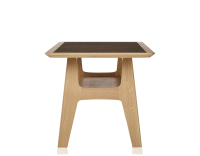 Rectangular coffee table in oak and ceramic with natural stained wood, oxidised brown ceramic top 100x50 cm