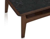 Square coffee table in oak and ceramic with dark brown stained wood and slate effect ceramic top 100x100 cm