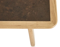 Rectangular coffee table in oak and ceramic with natural stained wood, oxidised brown ceramic top 100x50 cm