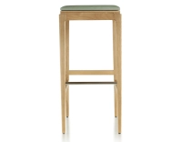 Taburete de bar de diseño H80 cm madera tinte natural asiento piel verde salvia