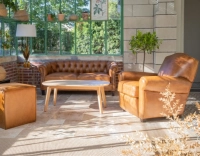 Fauteuil club cuir cognac