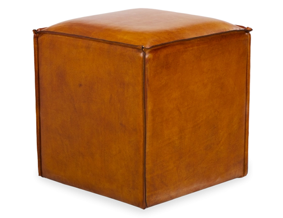 Pouf cuir cognac