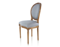 Chaise ancienne style Louis XVI bois teinte ancienne et tissu chevron bleu