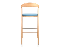 Tabouret de bar h80 cm teinte naturelle assise tissu bleu jean bois teinte naturelle et tissu bleu jean