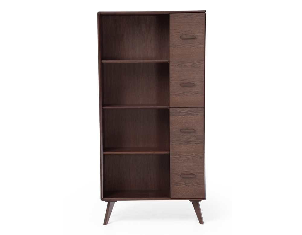 Bibliothèque en chêne bois teinte marron foncé