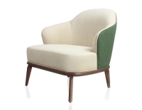 Fauteuil design tissu vert forêt et crème