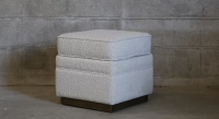 Pouf tissu bouclé blanc