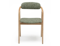 Chaise scandinave bois teinte naturelle assise tissu chiné vert