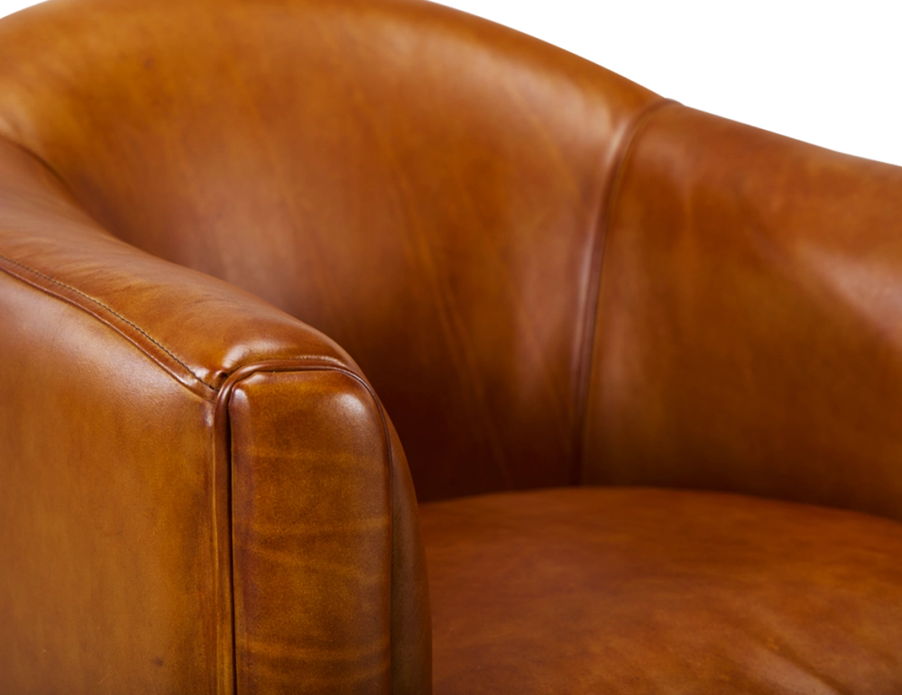 Fauteuil club cuir cognac