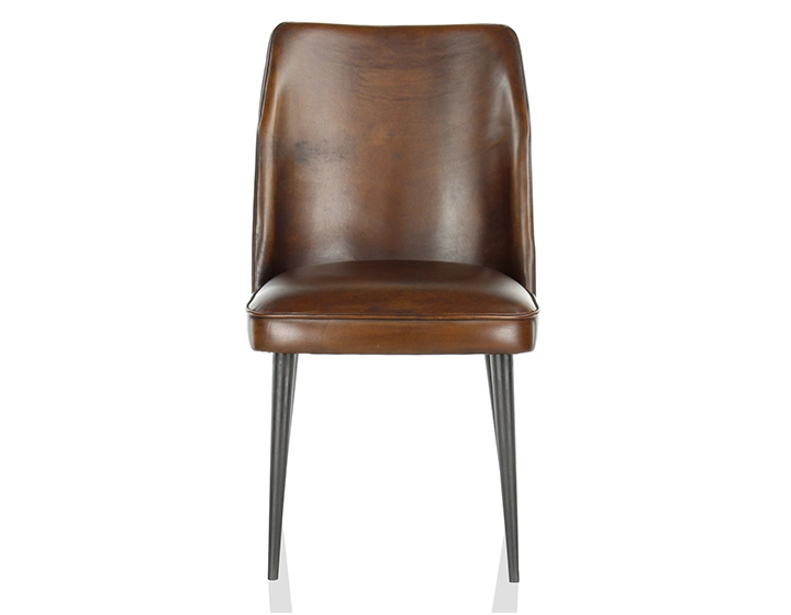 Chaise vintage cuir marron soutenu