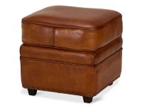 Pouf cuir marron clair bord clouté