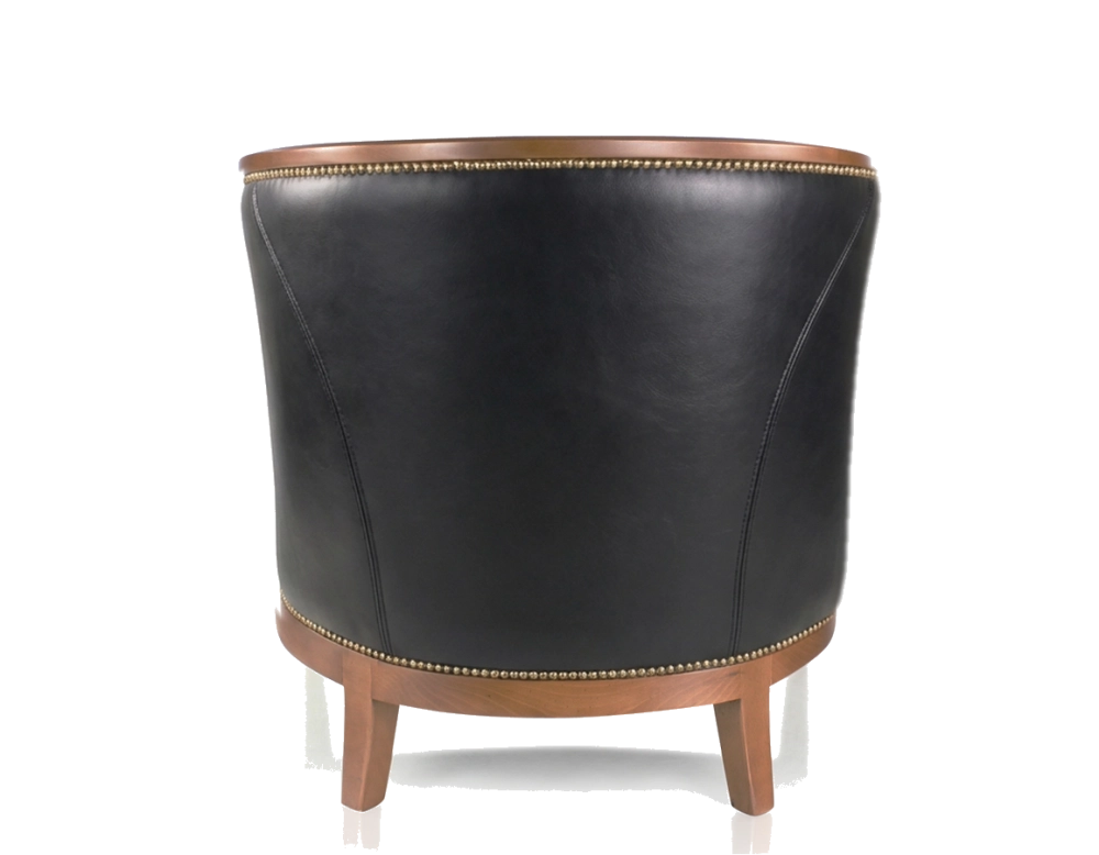 Sillón antiguo con reposabrazos moldurados bois teinte ancienne et cuir noir