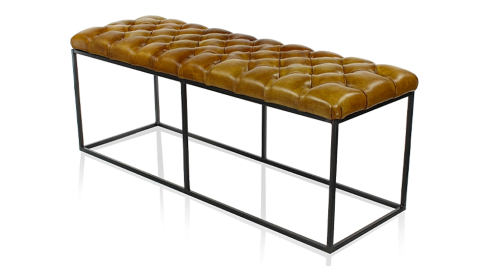 Banc Chesterfield cuir cognac