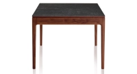 Extendable table for 8 to 12 people in walnut and ceramic, ceramic extensions with natural stained wood and ceramic slate effect top and extensions 180x100 cm