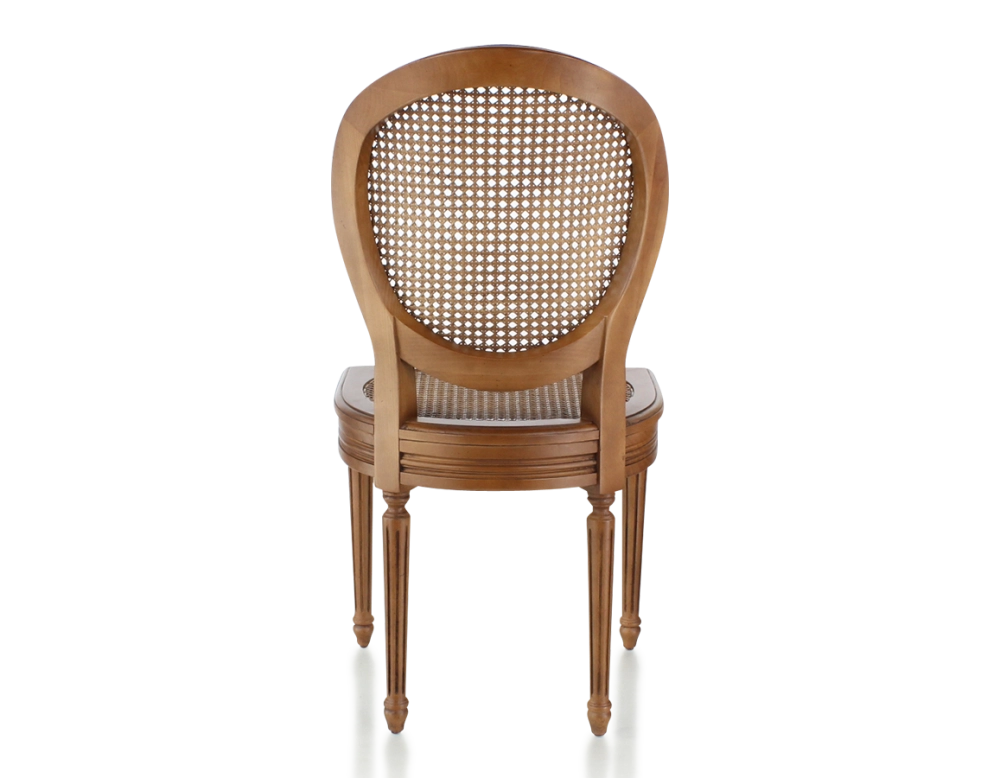 Chaise ancienne style Louis XVI bois teinte ancienne assise et dossier cannés