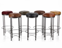 Tabouret de bar vintage cuir marron vintage
