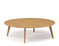 Table basse ronde en chêne plateau bois F1 teinte naturelle 90x90x40 cm