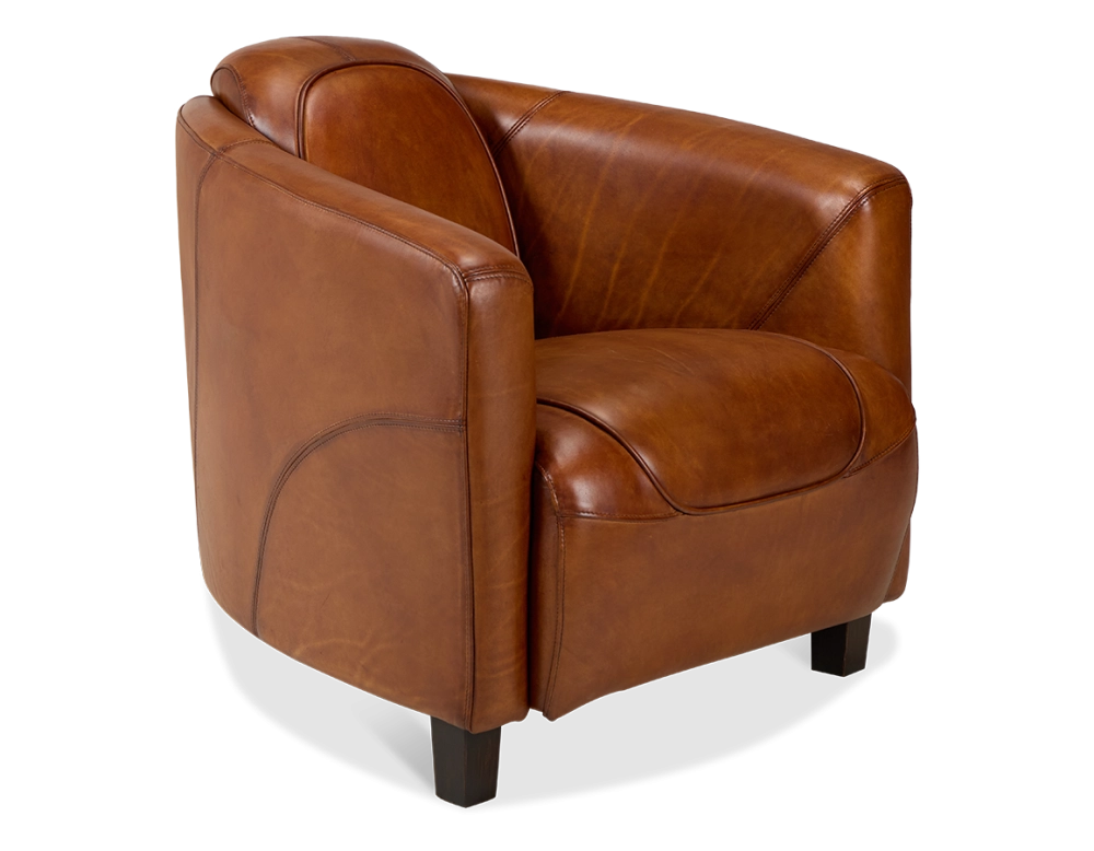 Leather club armchair light brown