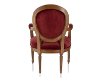 Fauteuil ancien style Louis XVI bois teinte ancienne et tissu bordeaux
