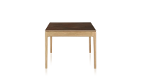 Table extensible en chêne et céramique 6 à 10 personnes allonges céramique avec bois teinte naturelle et plateau et allonges céramique brun oxydé 140x90 cm