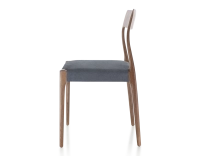 Chaise scandinave bois teinte marron foncé assise tissu gris