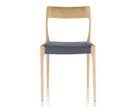 Silla escandinava madera tinte natural asiento tejido gris