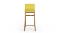Tabouret de bar en chêne H60 cm bois teinte vintage assise tissu jaune