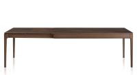 Table extensible 8 à 12 personnes en chêne et céramique allonges céramique avec bois teinte marron foncé et plateau et allonges céramique brun oxydé 210x100 cm