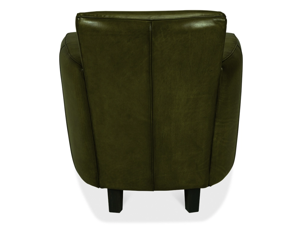 Leather club armchair olive green