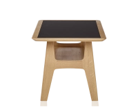 Table basse rectangulaire en chêne et céramique avec bois teinte naturelle plateau céramique noir unie 100x50 cm