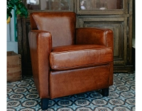 Leather club armchair light brown