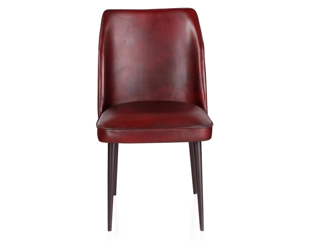 Chaise vintage cuir rouge carmin