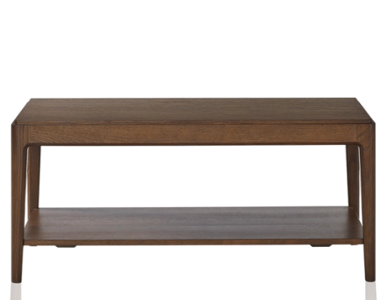 Table basse rectangulaire en chêne avec tablette teinte marron foncé 100x50 cm 100x50 cm
