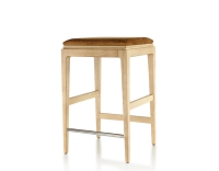 Tabouret de bar design H60 cm bois teinte naturelle assise tissu velours bronze