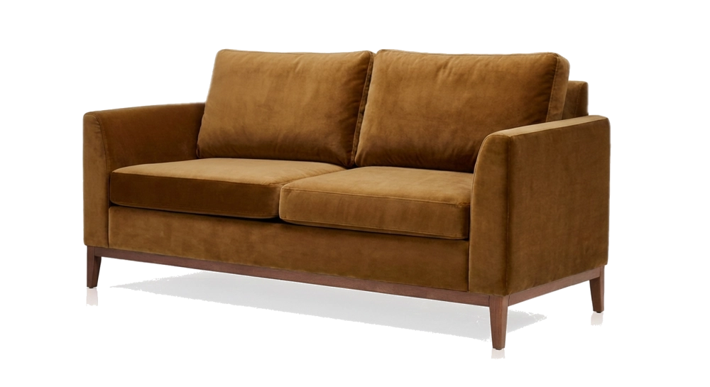 Canapé design 2,5 places tissu velours bronze